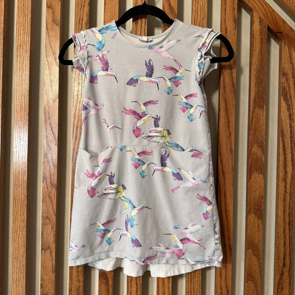 Boho Nature Art & Eden Girls Size 7 Hummingbird Organic Cotton Dress